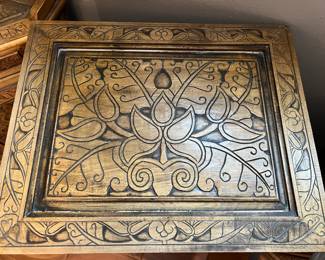 Hand-Carved Wooden Bedside Tables w/Drawers