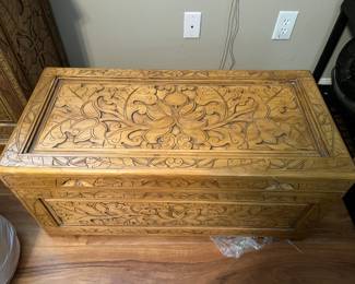 Beautiful Hand-Carved Wooden Chest