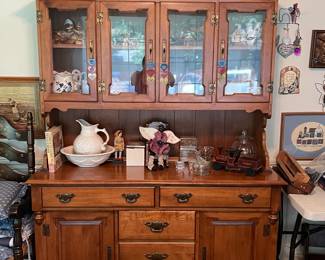 Pre-Sale Available: Tell City Chair Co. Young Republic Solid Hard Rock Maple Colonial Early American 52" Buffet w/Display Cabinet/Hutch (Gorgeous!)