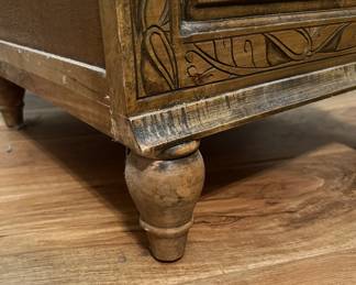Hand-Carved Wooden Bedside Tables w/Drawers
