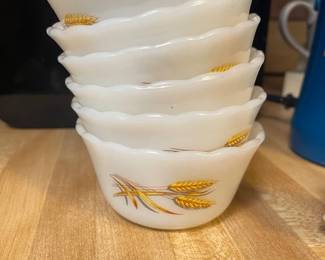 Vintage Fire King Wheat Pattern Custard Cups