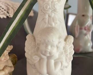 Cherub Vase with Rose