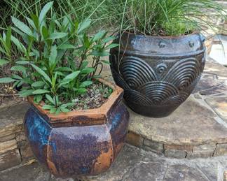 Lots of outdoor pottery