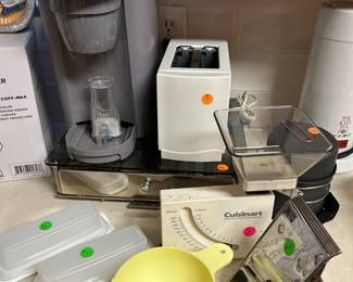 Keurig Machines, Toasters, Cuisinart Scale, and misc. kitchen utensils