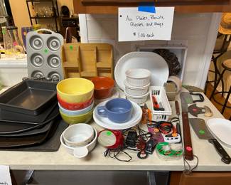 Assorted Plates, Bowls, Cups, and Mugs