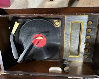 Vintage Stereo Cabinet with Record Player