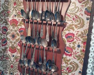 Spoon display. Some sterling
