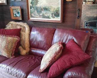 Leather couch, ukelele NOT for sale, painting NOT for sale