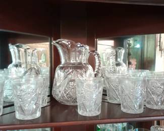 Several pitcher and glasses sets