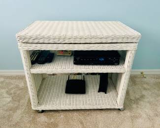 Wicker Rolling Swivel-Top Table