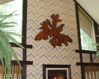 large cypress wall clock, approx 48" wide