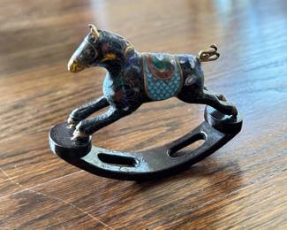 Small Vintage Cloisonné Rocking Horse. 
