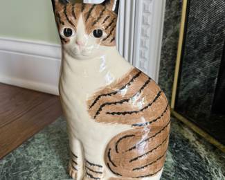 Glazed Ceramic Cat. Measures 10" H x 6" W. Photo 1 of 2. 