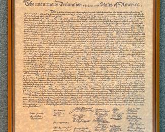 The Declaration of Independence, Replica Printed on Antiqued Genuine Parchment. 