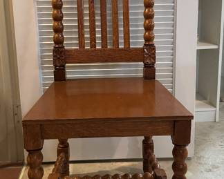 Vintage Dining Chairs with Turned Wood Frames. 