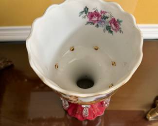 Pair of Reproduction R.S. Prussia Victorian-Style Chalices with Crystals. Each Measures 5.5" W x 8.5" H. Photo 3 of 4. 