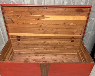 Red High-Gloss Cedar Trunk With Copper Detailing. Photo 4 of 4. 