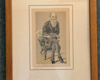 Charles (Robert) Darwin, Leslie Matthew Ward (Spy.) Measures 5" x 7.5"; 12" x 15" Including Frame. Photo 1 of 2. 