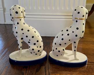Vintage Pair of Large Mottahedeh Staffordshire-Style Dalmatian Dog. Made in Italy. Measures 10" H x 8" W. Photo 2 of 3. 
