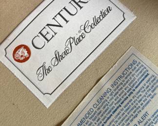 Century Wing Back Chair Upholstered in Plaid Fabric. Measures 34" W x 34" D. Photo 3 of 3. 