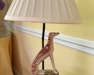 Vintage Frederick Cooper Staffordshire-Style Whippet Table Lamp. Measures 20" H. 