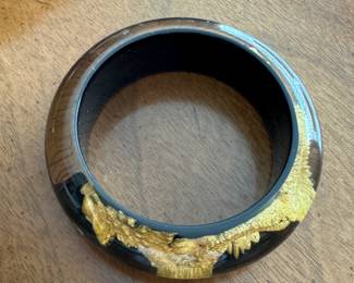 Vintage Lucite Bangle with Dragon. Photo 2 of 2. 