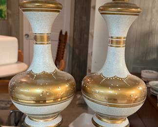 Pair of Vintage Faux Oil-Lamp Table Lamps. Photo 1 of 2. 