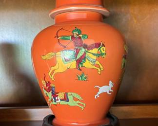 Chinese Hunt Scene Reproduction Jar with Lid. Photo 1 of 2. 
