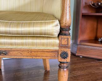 Pair of Vintage Marshall Fields Arm Chairs Upholstered in Silk Fabric. Each Measures 34" W x 34" D. Photo 4 of 5. 
