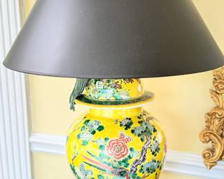 Famille Jaune Asian Motif Table Lamp by Frederick Cooper. Measures 34" H. Photo 1 of 2. 
