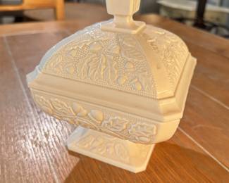 Pale Pink Milk Glass Compote. 