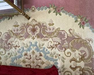 Vintage Pink Chinese Art Deco Wool Peking Rug. Measures 12' x 14' 8". Photo 3 of 4. 