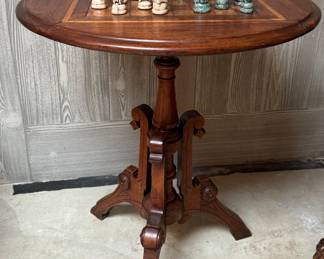 Vintage Victorian Style Pedestal Chess / Checker Table. Photo 1 of 2. 