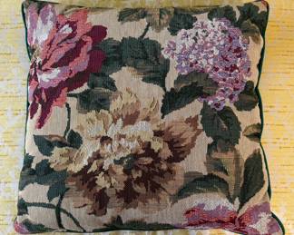 Floral Needlepoint Pillow. 