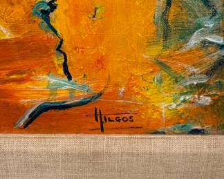 Abstract Oil Painting. Signed Hilgos. Oil on Board. Measures 23" x 35" without Frame; 30" x 42" including Frame. Photo 2 of 2. 