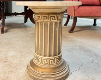 Grecian Column-Style, Marble-Top Side Table. Photo 1 of 2. 