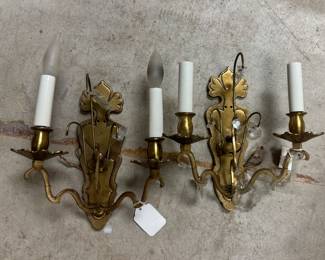 Pair of 2-Arm Brass Candelabras. 
