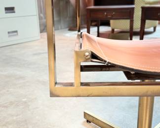 Mid-Century Metal Frame Captain Swivel Chair with Leather Seat & Arms. Photo 3 of 3. 