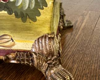 Lacquered Lidded Box with Brass Feet. Photo 2 of 3. 