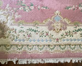 Vintage Pink Chinese Art Deco Wool Peking Rug. Measures 12' x 14' 8". Photo 4 of 4. 
