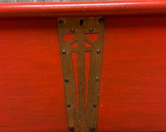 Red High-Gloss Cedar Trunk With Copper Detailing. Photo 3 of 4. 