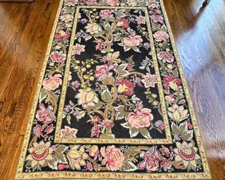 Floral Hand-Stitched Wool Rug. Measures 5' 8" x 8". Photo 1 of 2. 