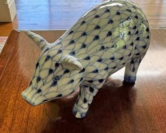 Herend Style Pig Figurine. 