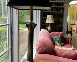 Grecian Column-Style Brass Table Lamp - 2 Available. 