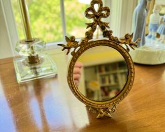 Small Gilt Wood Table Mirror. 