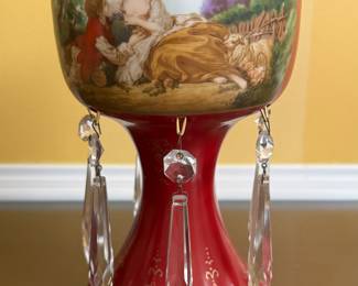 Pair of Reproduction R.S. Prussia Victorian-Style Chalices with Crystals. Each Measures 5.5" W x 8.5" H. Photo 1 of 4. 