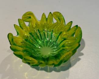 Lime Green Blown Glass Bowl. Photo 1 of 2. 