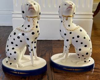 Vintage Pair of Large Mottahedeh Staffordshire-Style Dalmatian Dog. Made in Italy. Measures 10" H x 8" W. Photo 1 of 3. 