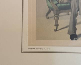 Charles (Robert) Darwin, Leslie Matthew Ward (Spy.) Measures 5" x 7.5"; 12" x 15" Including Frame. Photo 2 of 2. 