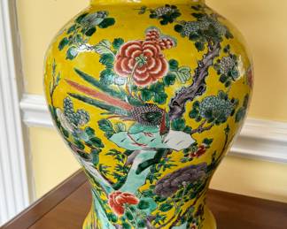 Famille Jaune Asian Motif Table Lamp by Frederick Cooper. Measures 34" H. Photo 2 of 2. 